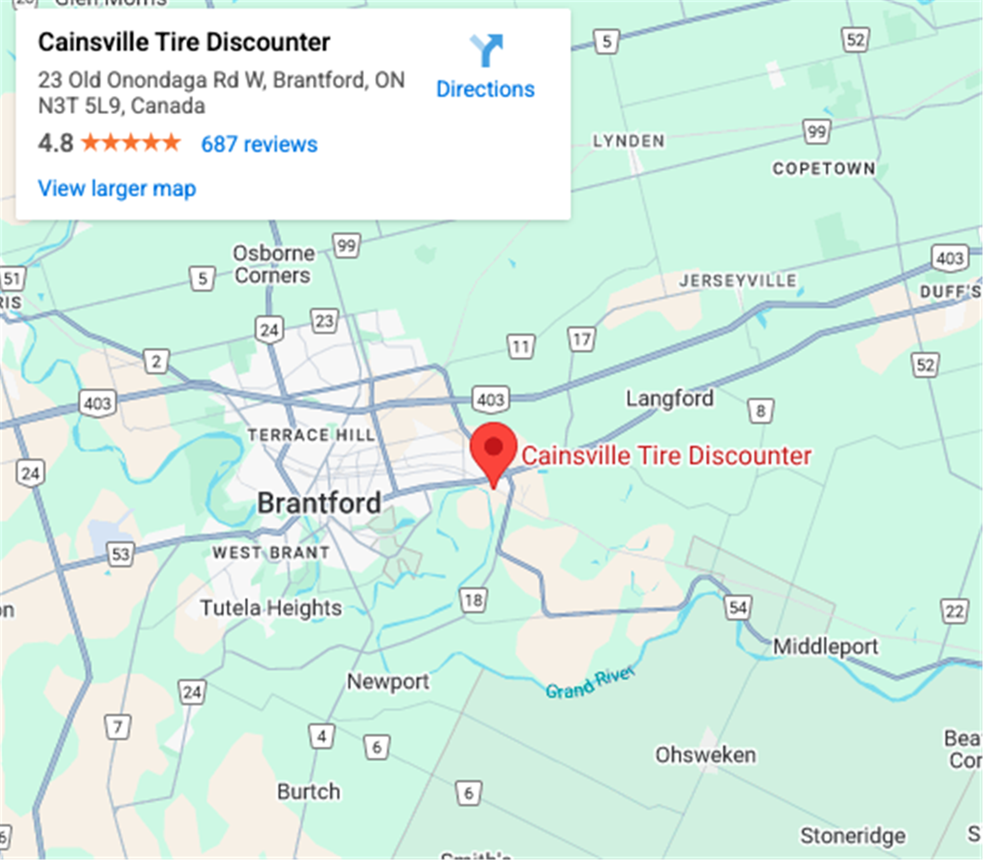 Cainsville Tire Discounter on a map