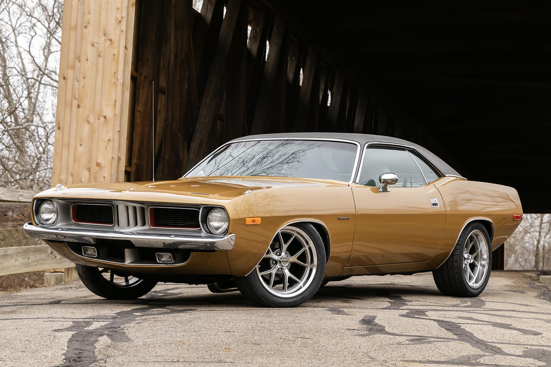 Vintage muscle car on modern wheels