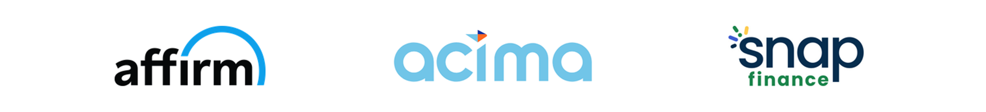 Financing providers: Affirm, Acima, and Snap Finance.