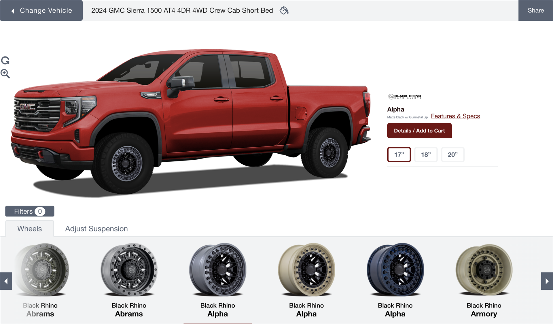 2024 GMC Sierra 1500 AT4 4DR 4WD Crew Cab Short Bed with Black Rhino Alpha Matte Black w/ Gunmetal Lip